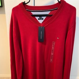 NWT, Red, Tommy Hilfiger, V-Neck Sweater